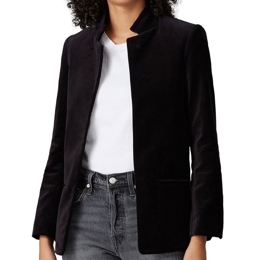 Zadig & Voltaire Volly Velours Black Velvet Open Front Blazer